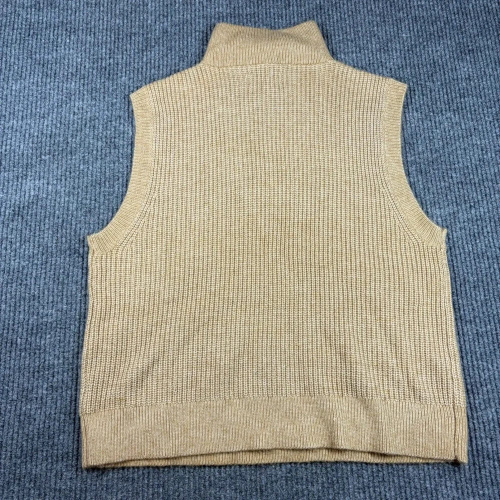 Nine West Vest Mens L Tan Ribbed Knit‎ Quarter Zip Sweater